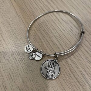 Alex and Ani Chicago White Sox Charm Bangle Bracelet Drop Dangle Silver Tone